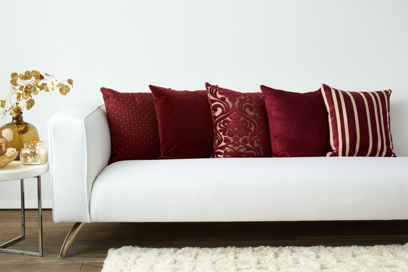 Maroon top couch pillows