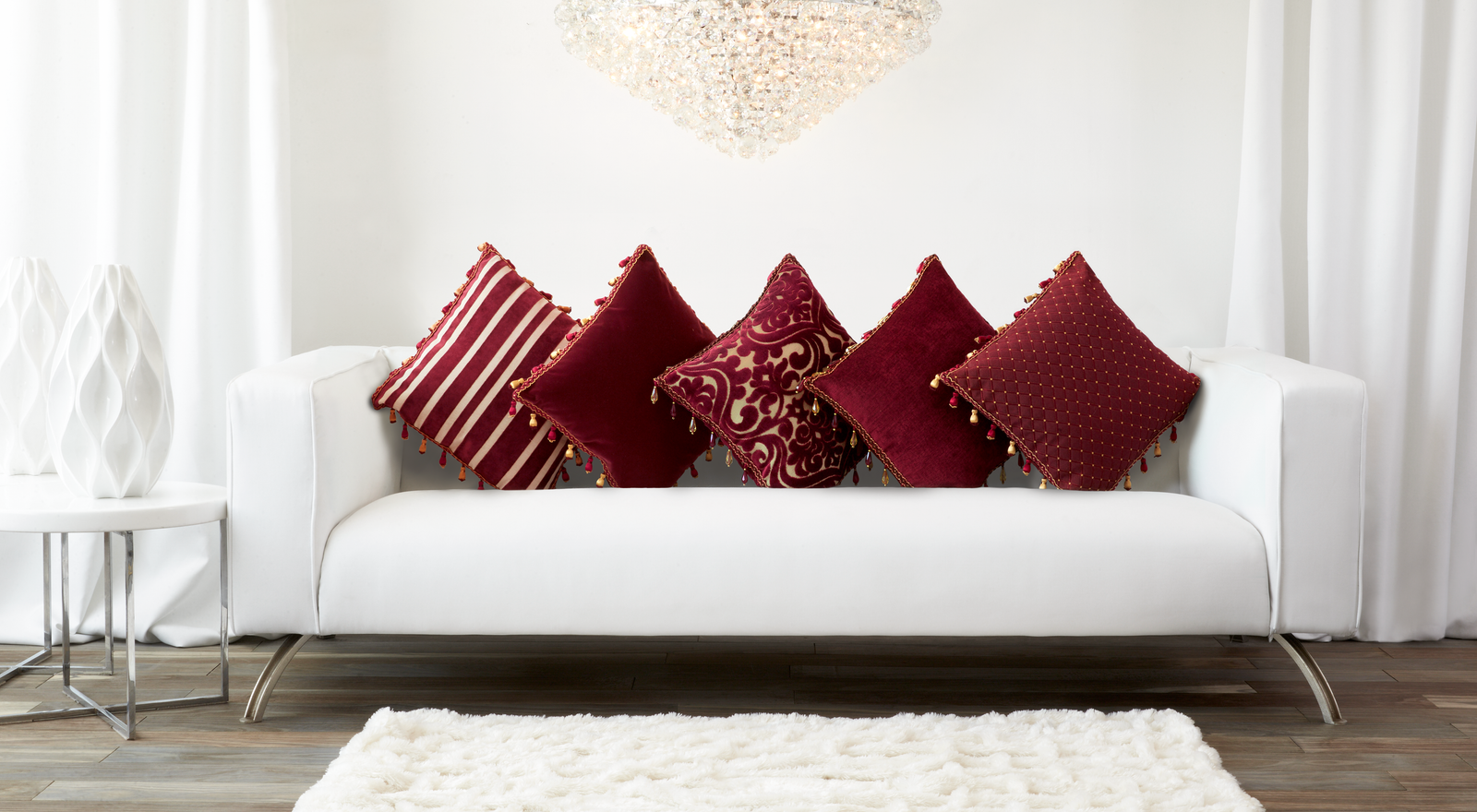 Deep red pillows hotsell